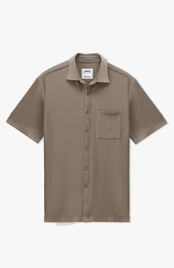 Waffle Button Regular Fit Shirt - Brown
