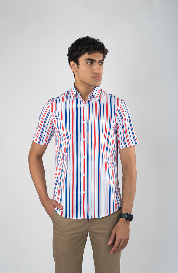 Red/White Stripes Yarn Dyed Shirt