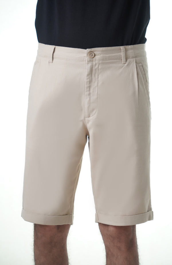 2 Qtr Linen Shorts - Khaki