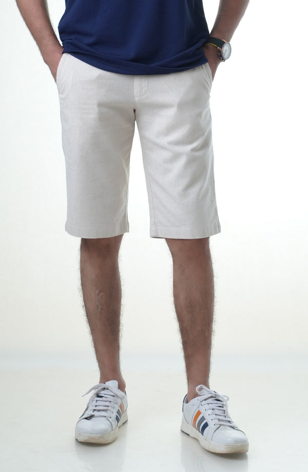 2 Qtr Linen Shorts - Off White