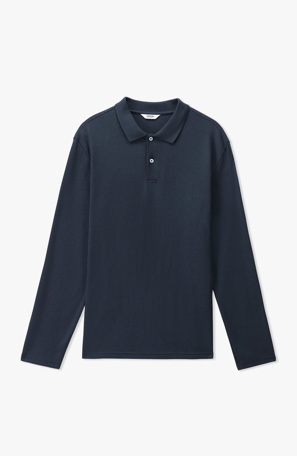Waffle Button Polo Regular Fit - Navy