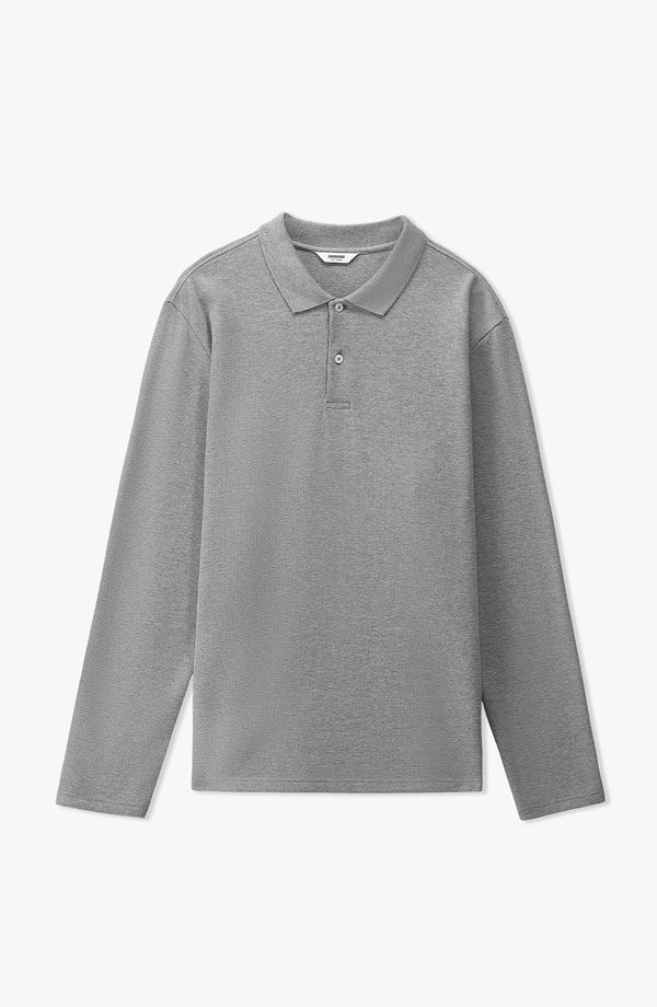Waffle Button Polo Regular Fit - Ash Grey