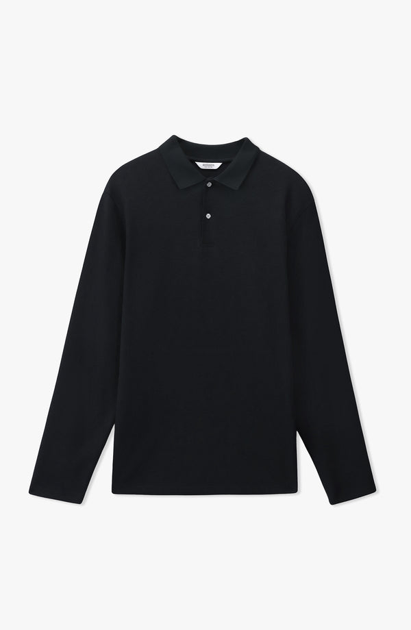 Waffle Button Polo Regular Fit - Black