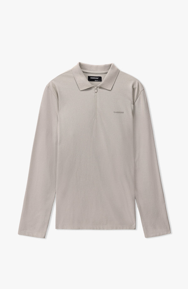 Performance Zipper Regular Fit Polo - Beige