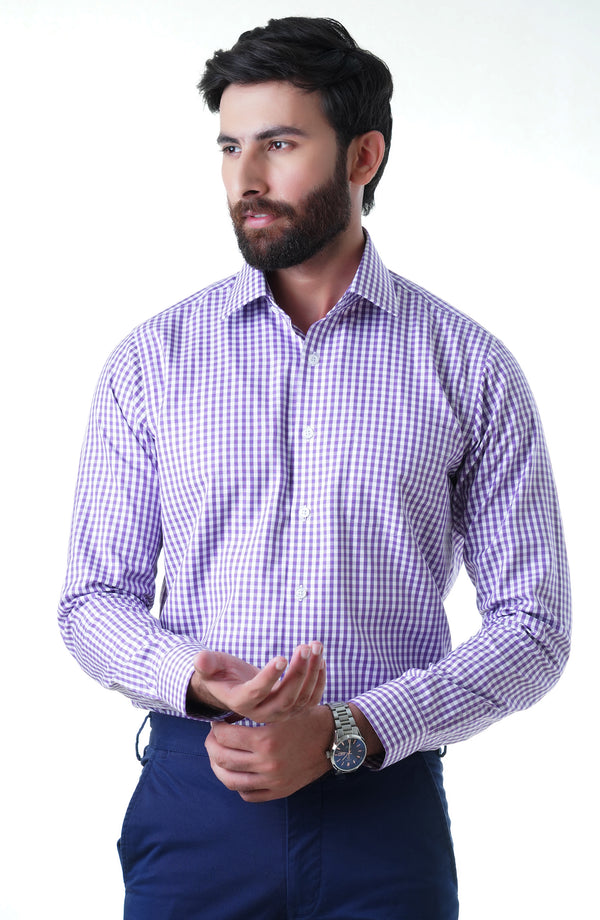 Purple Check Cotton Shirt