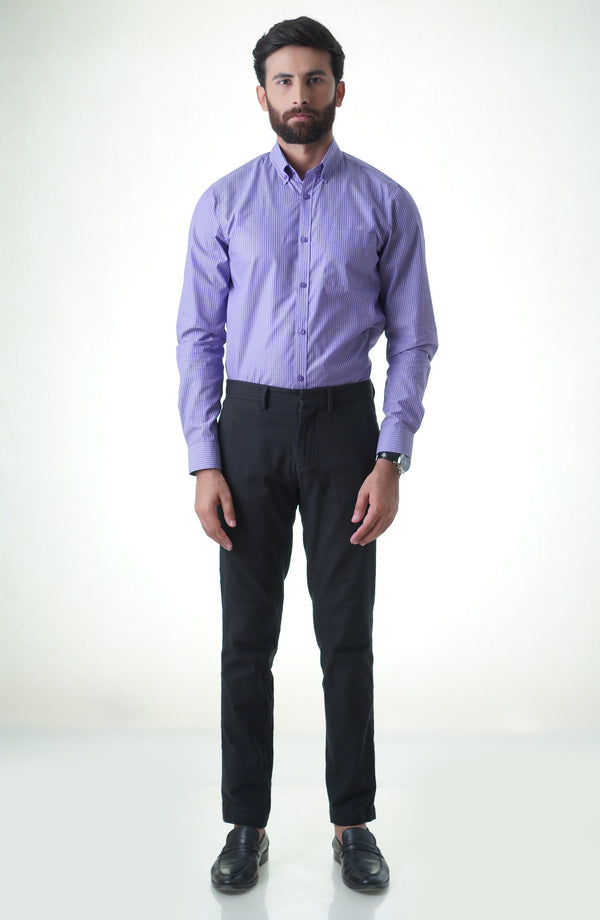 Purple/White Full Sleeves Cotton Shirt