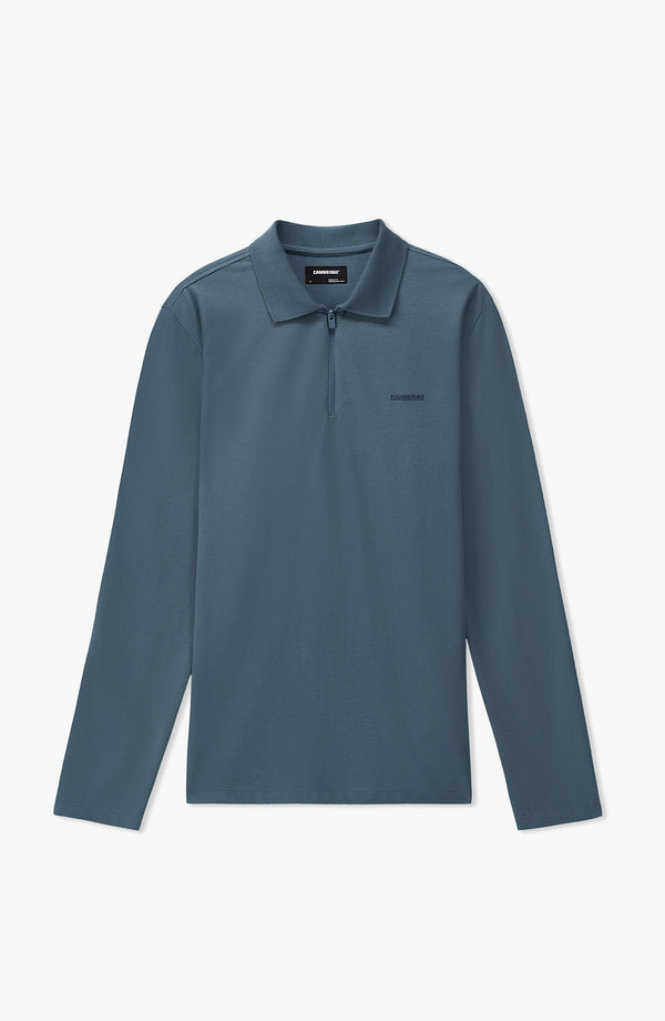 Performance Zipper Regular Fit Polo - Blue