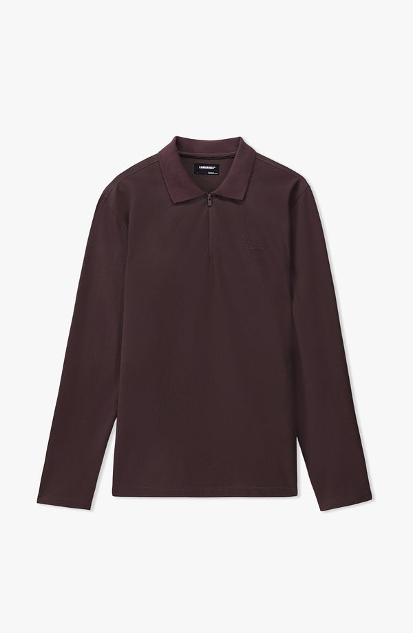 Performance Zipper Regular Fit Polo - Burgundy