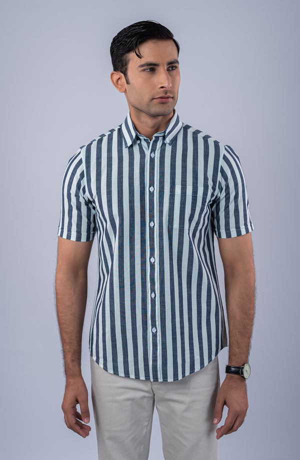 Navy/White Stripes Yarn Dyed Shirt