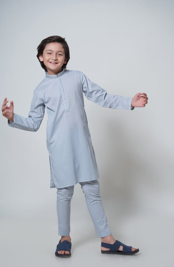 Ash-Grey Kurta Pajama Suit