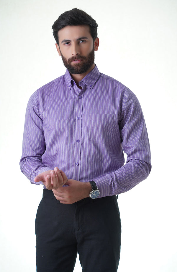 Light Purple Full Sleeves Cotton Shirt