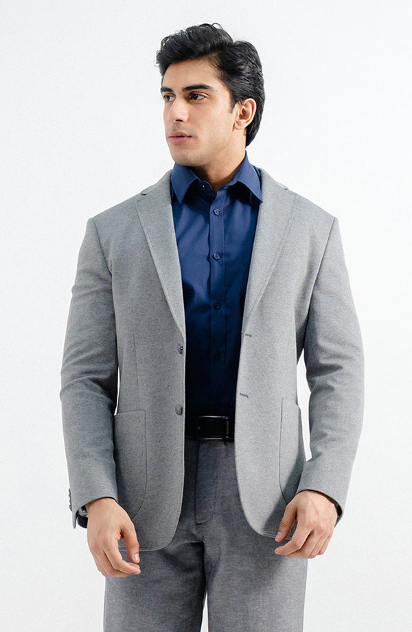 KNITTED BLAZER -  GREY