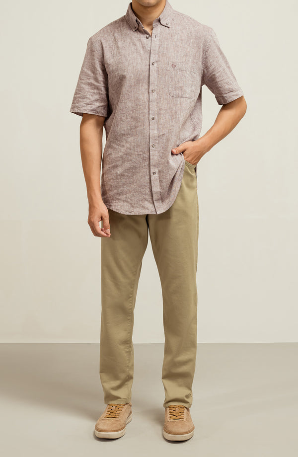 Linen Five Pockets Slim Fit - Sand