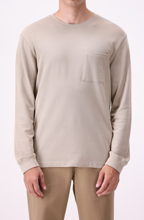 Jacquard Relaxed Fit T-Shirt - Light Brown
