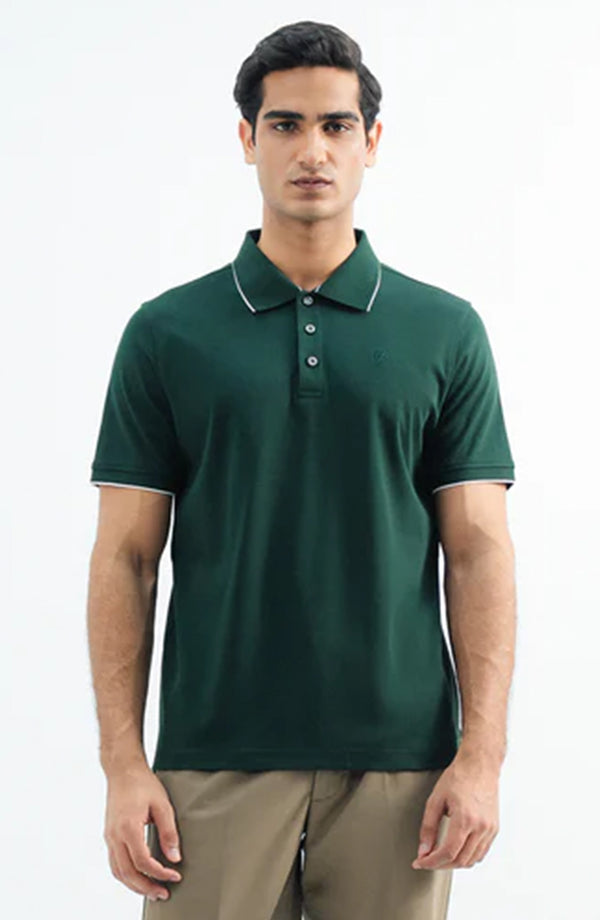 Interlock Button Polo - Green