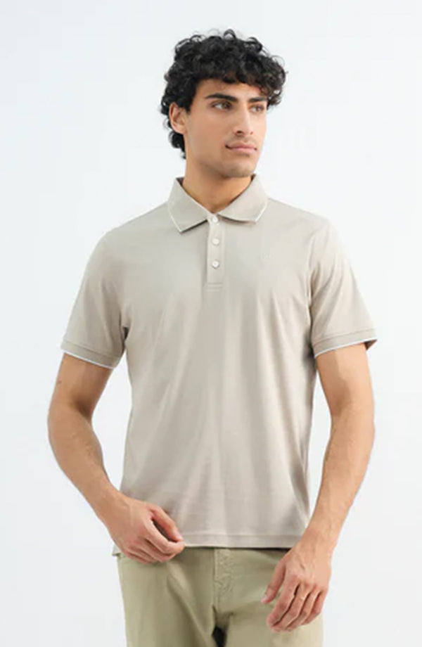 Interlock Button Polo - Brown