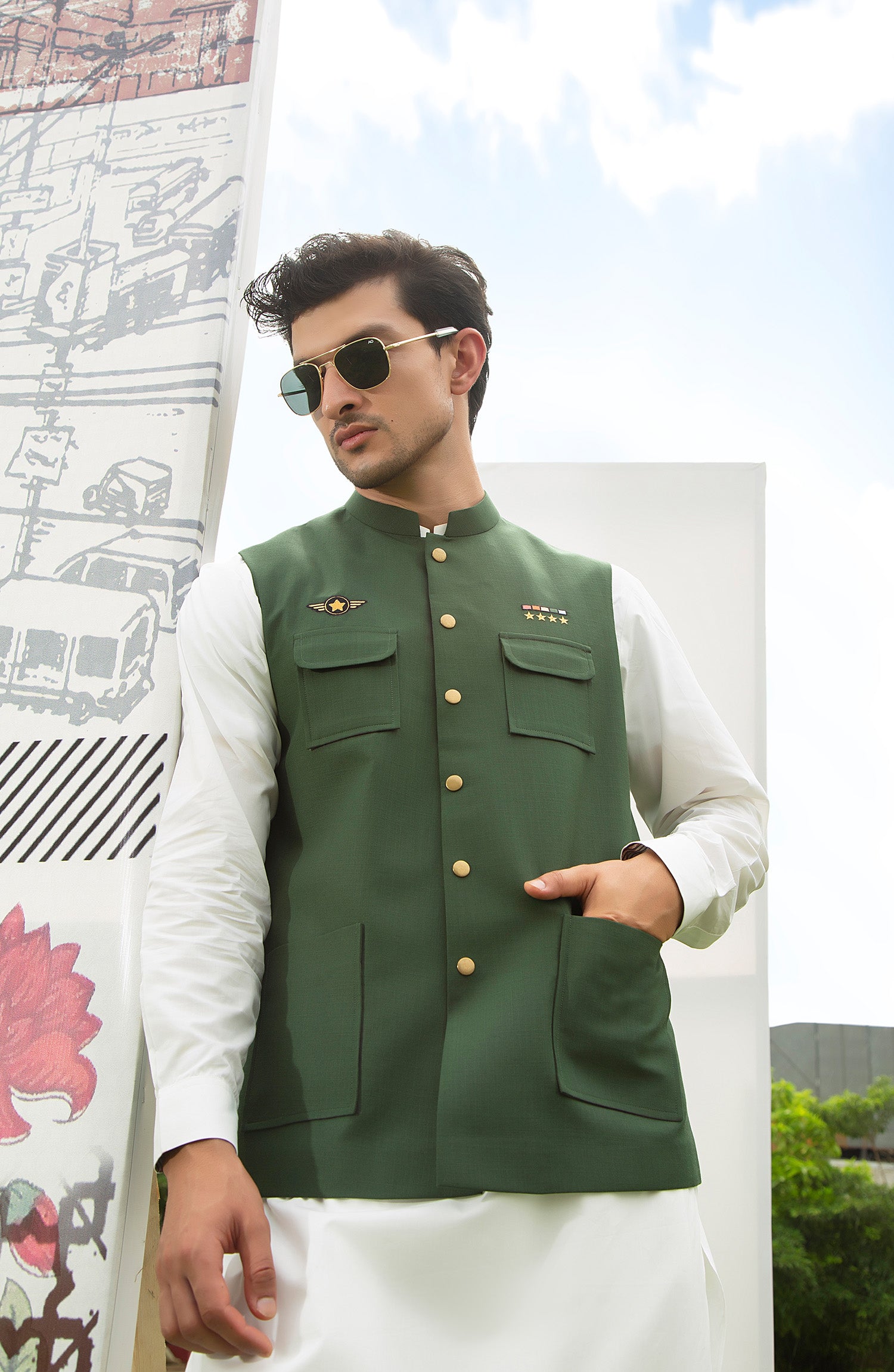 Fancy Waistcoat - Army Green