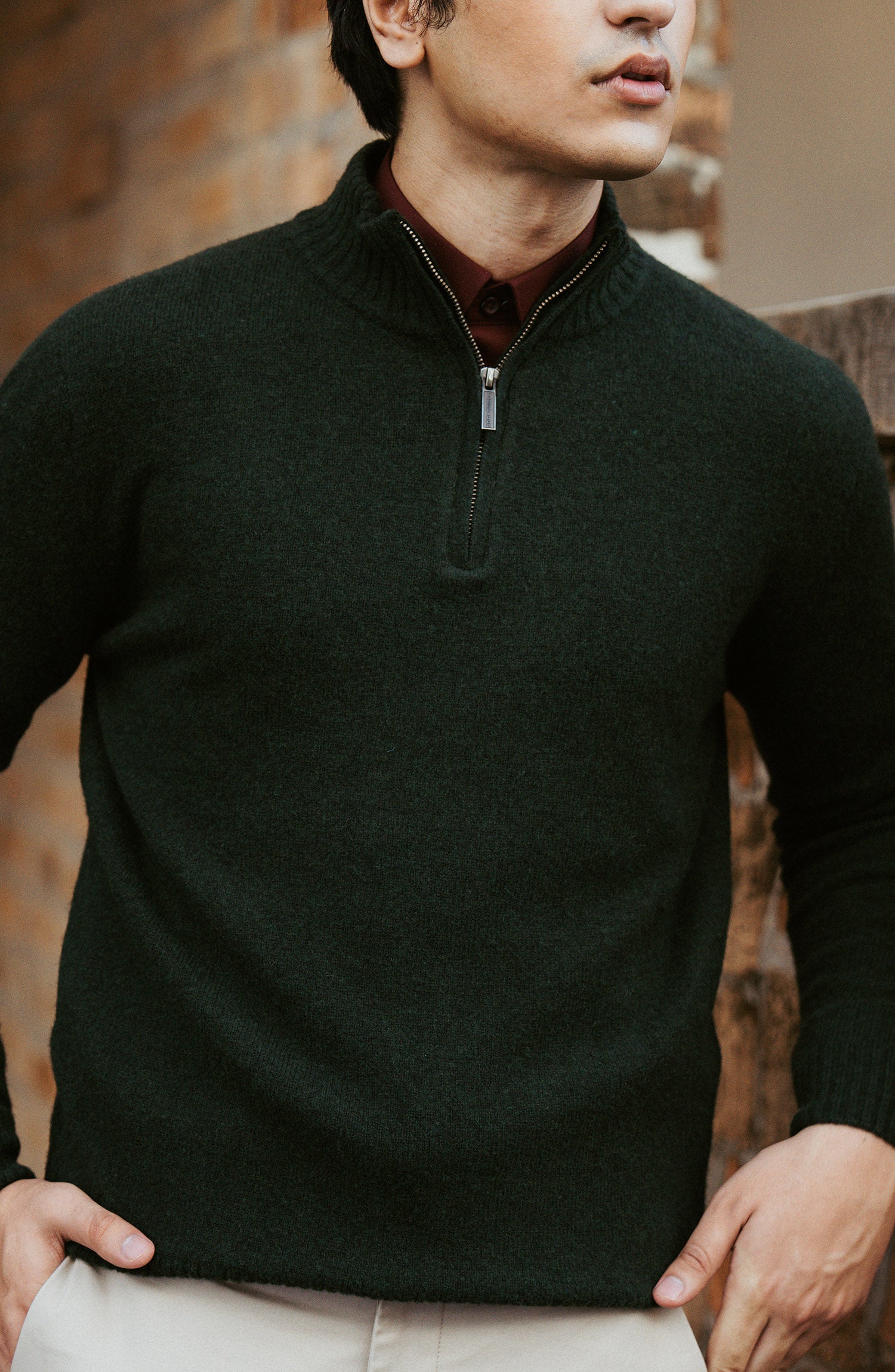 Half Zipper Sweater - Green