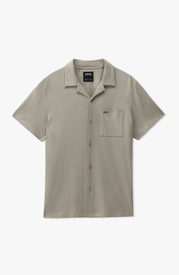 JACQUARD KNITTED  SHIRT - LIGHT BROWN