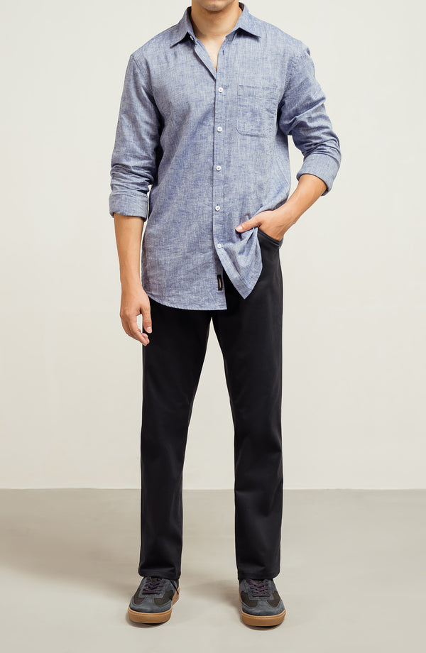 SUEDE FIVE POCKET PANT - NAVY