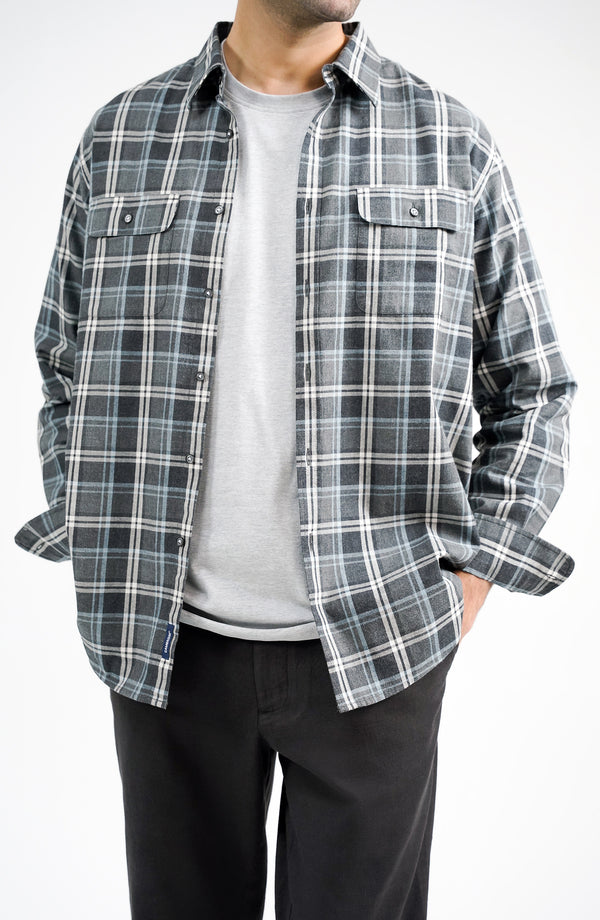 Flannel Shirt Regular Fit - Charcoal
