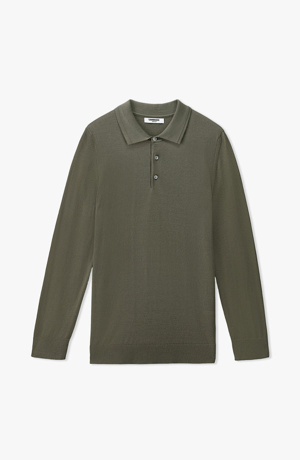 Wool Blend Regular Fit Polo - Olive