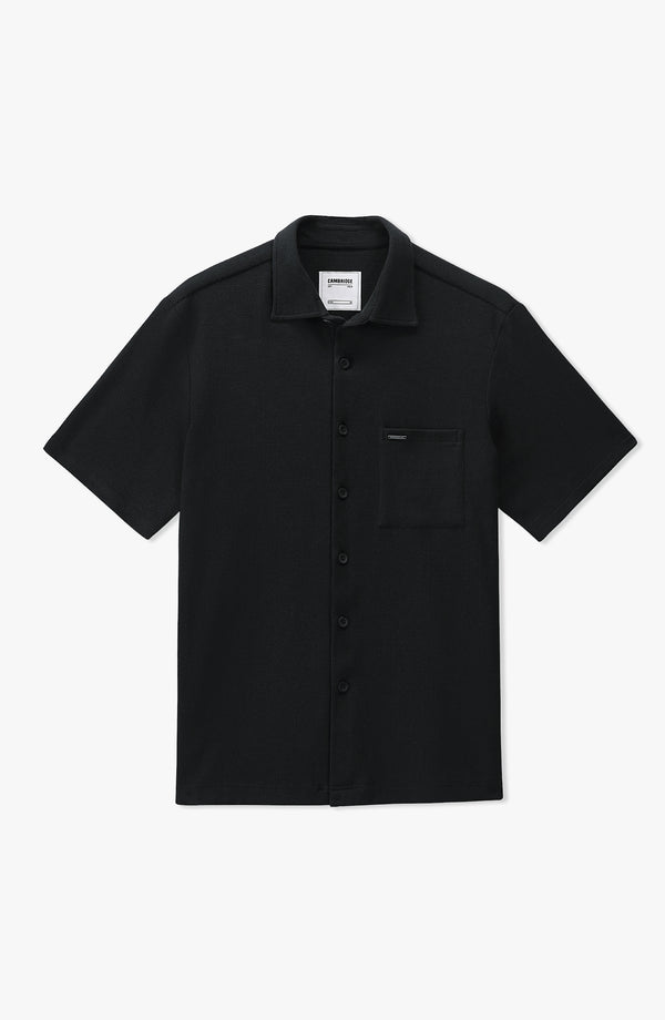 Waffle Button Regular Fit Shirt - Black