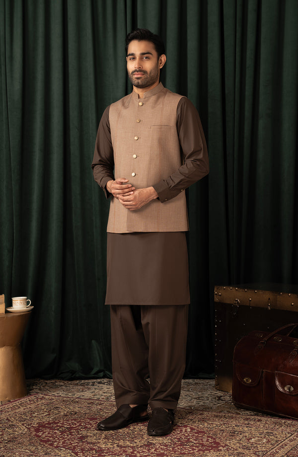 FANCY WAISTCOAT - LIGHT BROWN