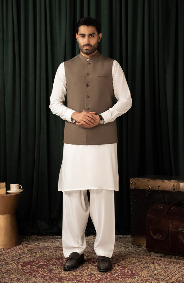 MENS BASIC WAISTCOAT - BROWN