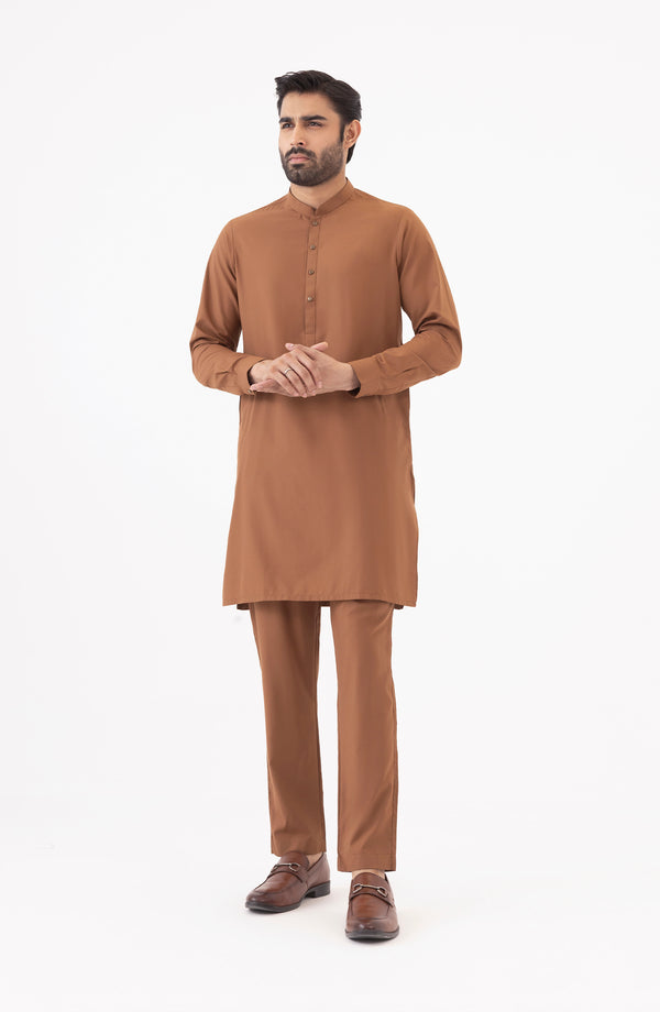 Basic Fancy Pajama Suit - Light Brown