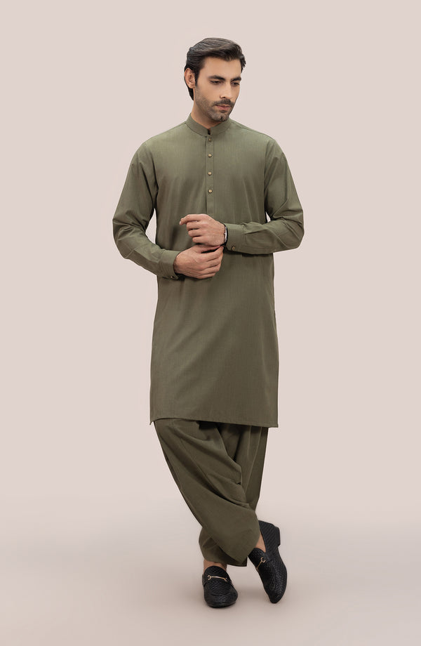 Basic Fancy Band Collar Shalwar Suit