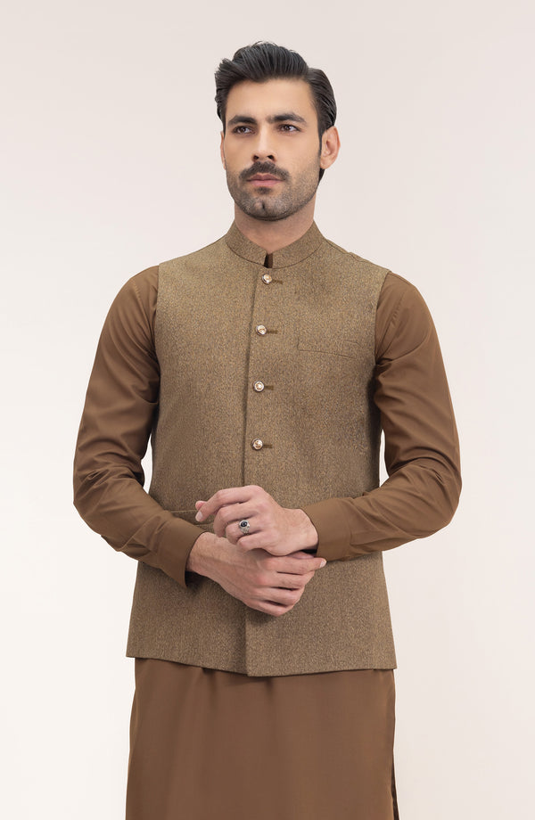 Mens Basic Waistcoat Camel