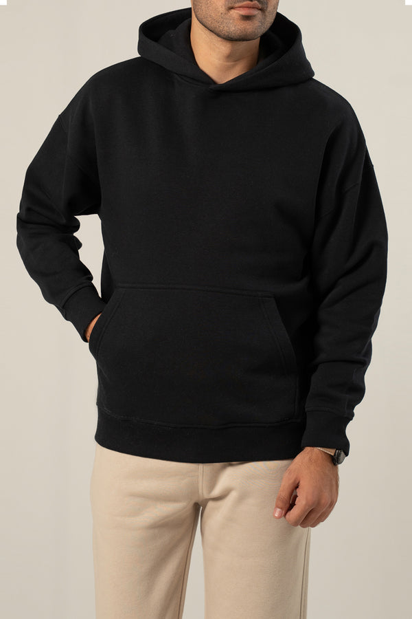 DROP SHOULDER SOLID HOODIE