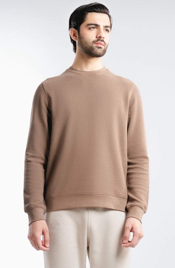 Flat Back Pique Sweatshirt - Sand