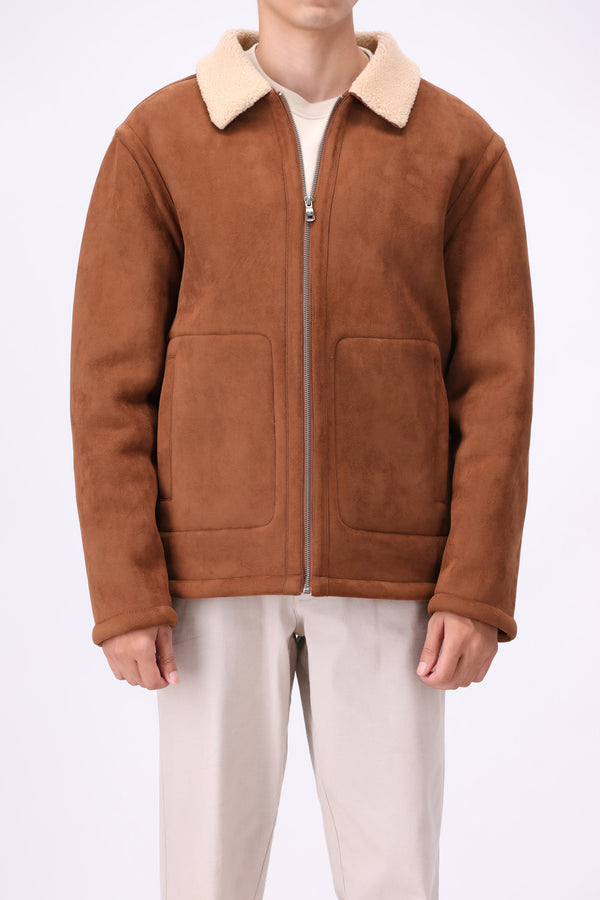 SHERPA COLLARED SUEDE JACKET
