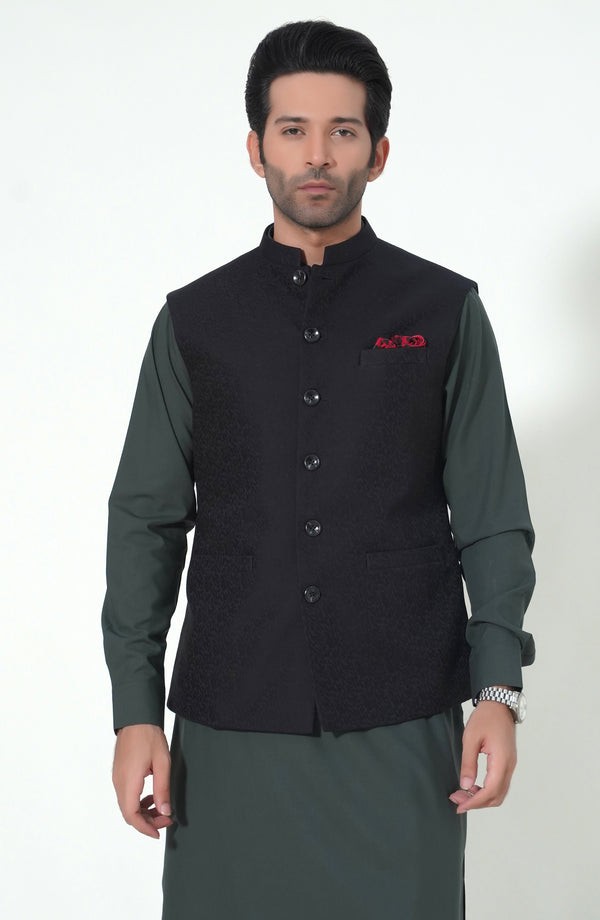 Jacquard Waistcoat - Black