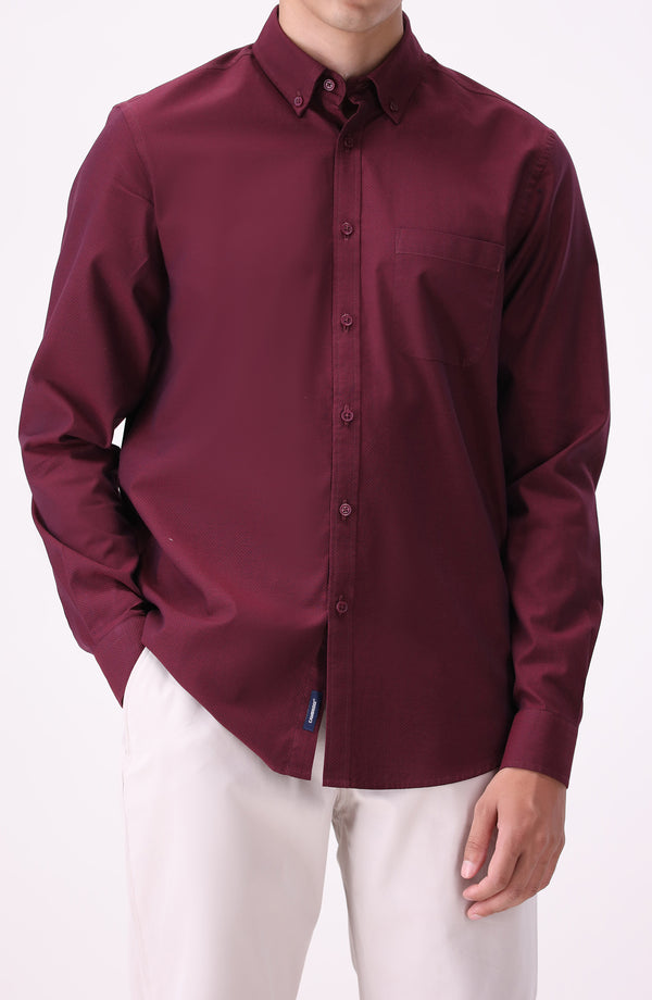 Yarn Dyed Shirt Regular Fit - Maroon