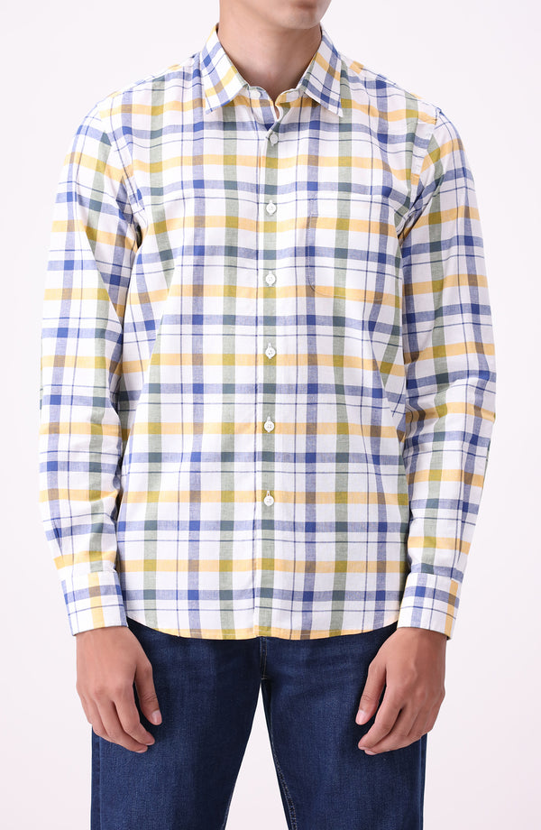Cotton Linen Shirt Relaxed Fit - Navy Blue