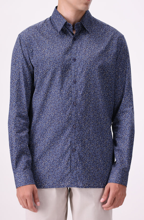 Printed Shirt Relaxed Fit - Dark Blue