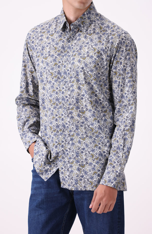 Printed Shirt Relaxed Fit - Grey