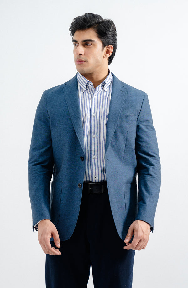 LINEN BLAZER -  BLUE