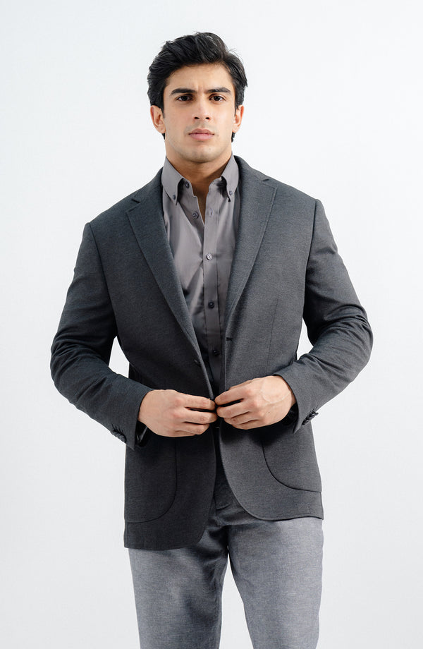 KNITTED BLAZER -  CHARCOAL