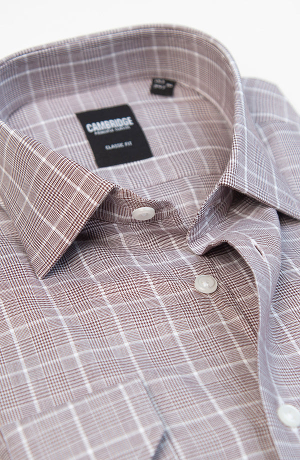 White/Maroon Formal Cotton Shirt