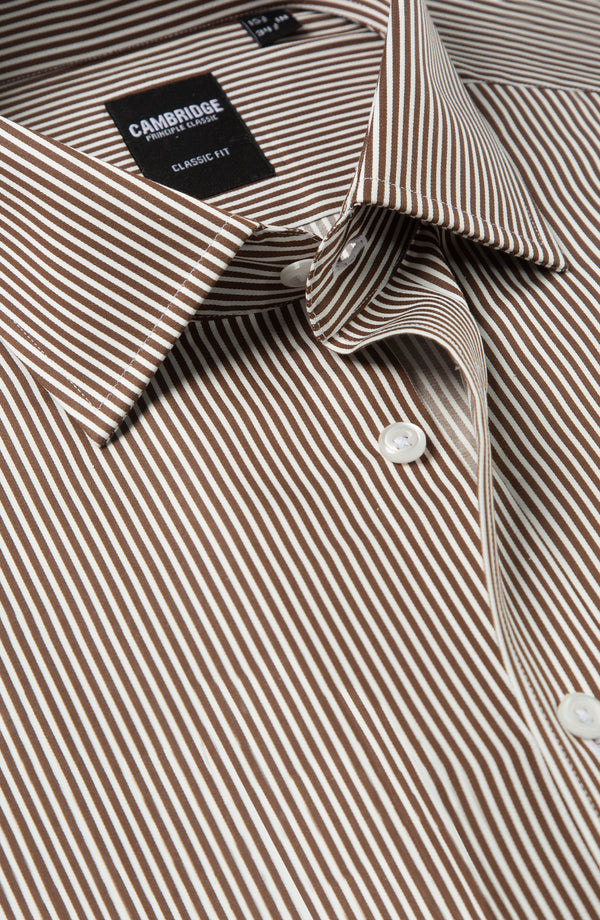 Yarn Dyed Shirt Classic Fit - Brown