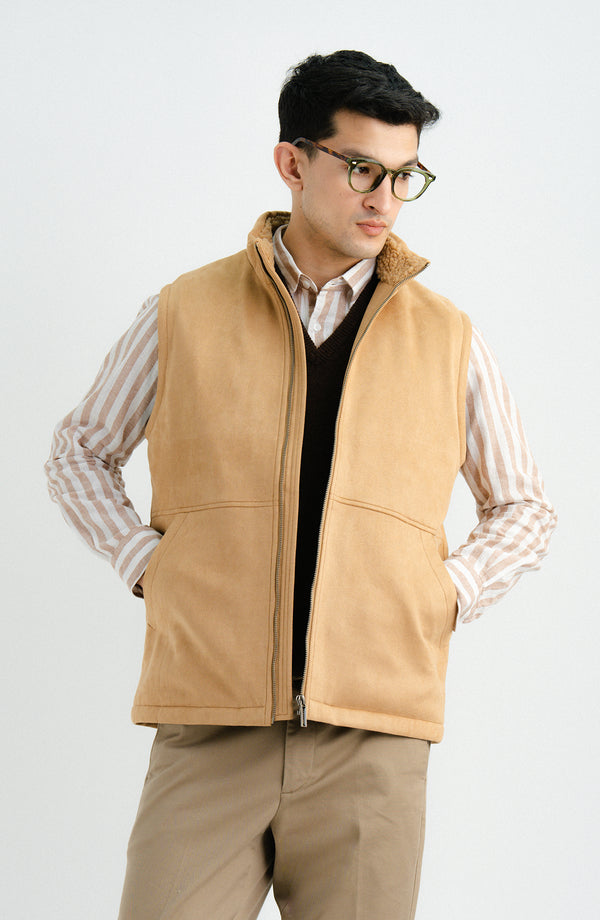 SUEDED SHERPA VEST