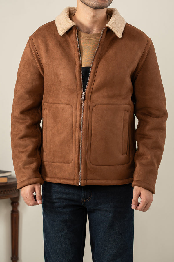 SHERPA COLLARED SUEDE JACKET