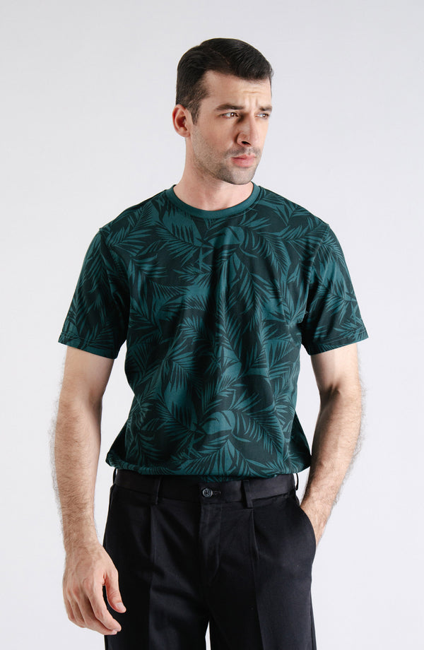 Green All Over Printed Tee Shirt