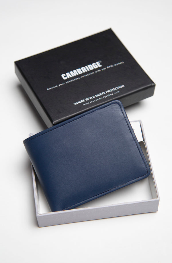 Leather Wallet-Navy Blue