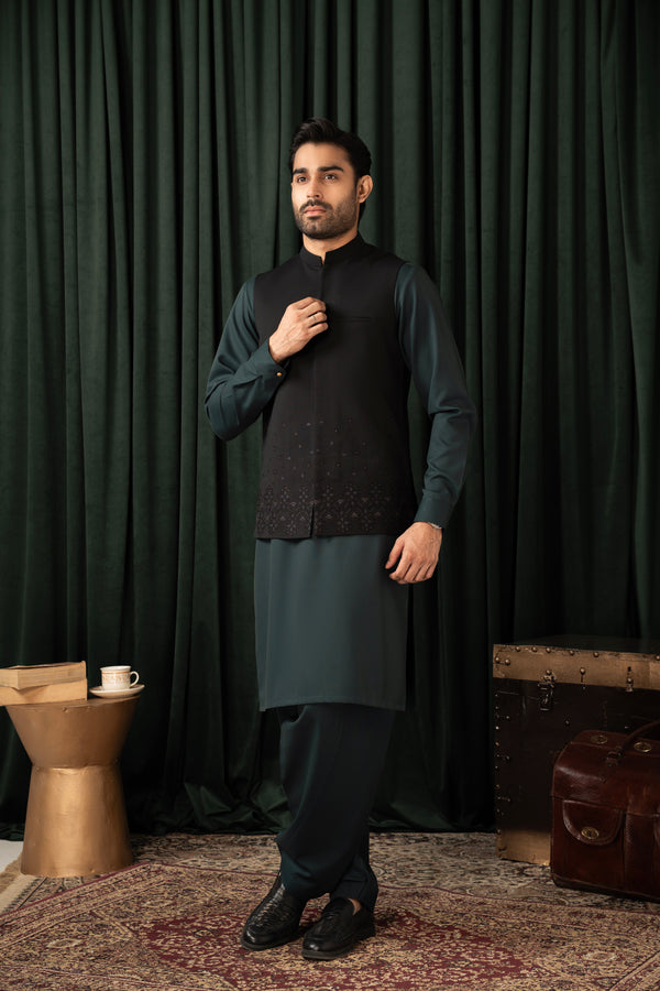 FANCY WAISTCOAT - BLACK