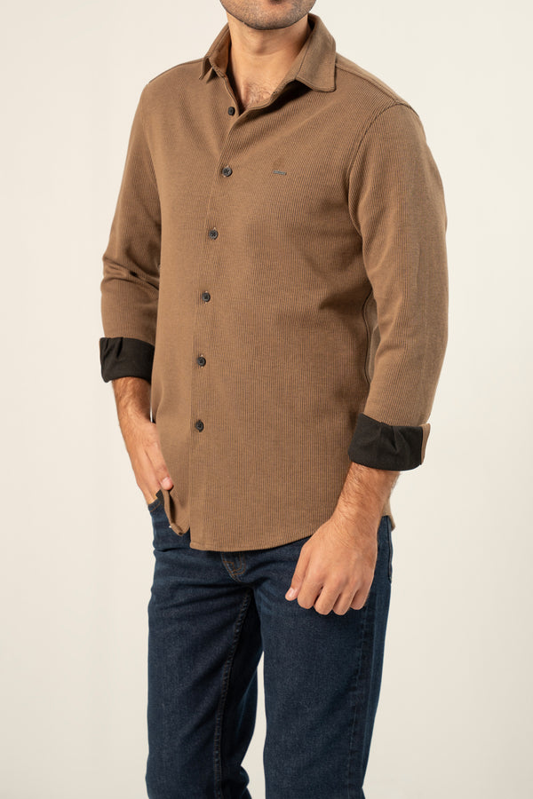 TEXTURED RIB BUTTON SHIRT